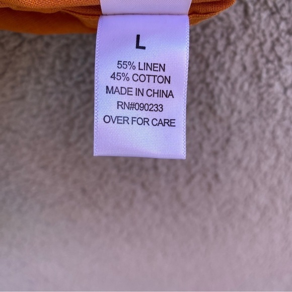 Pacsun Orange Embroidered Logo Linen Blend Short Sleeve Button Camp Shirt Sz L - Picture 7 of 8